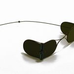 Blue D-Framed Sunglasses with K-Shaped nosepiece, Double Lenses and Turnpin Sidebars