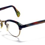 Red and Green Striped Cat Eye Frame