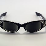Black Cat Eye Sunglasses with Silver-Coloured Filigree and Rhinestones