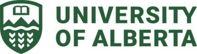 University of Alberta logo shows a crest containing a book, mountains and a wheat field